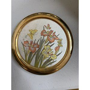 The Art Of Chokin 24K Gold Trim Metal Engraved Porcelain Trinket Lid (only)